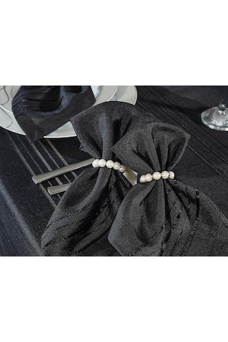 Corvver 26 Parça Dertsiz Masa Örtüsü Takımı Siyah Siyah