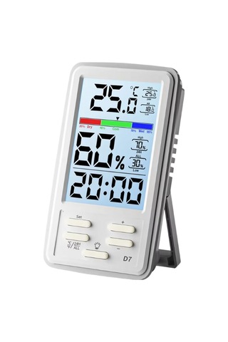 Loyka D7 Sıcaklık Ve Nem Ölçer Saat Göstergesi Arka Işıklı Ekran