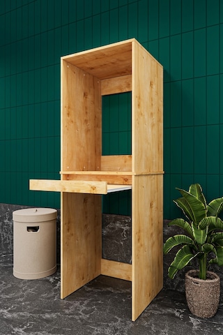 Asra Trend Çamaşır ve Kurutma Makinesi Dolabı BD05 %100 MDF Çekmeceli Raf Safir & Meşe Desen