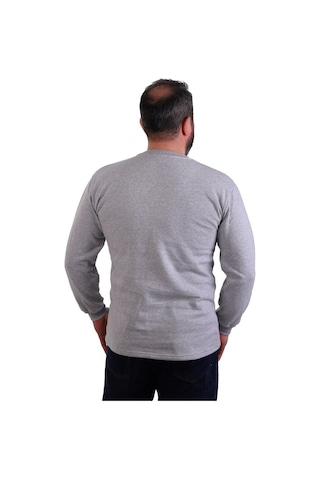 Eser - Bisiklet Yaka Sweatshirt - Cepli - Melanj Gri