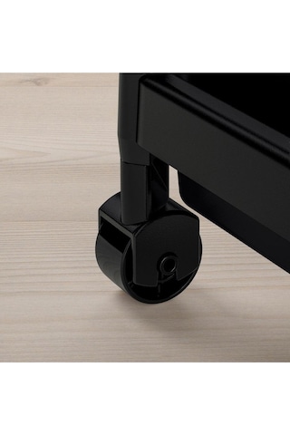 Bayev Siyah Tekerlekli Dikdörtgen 4 Katlı Raf Ünitesi Banyo Mutfak Düzenleyici Organizer Raf Siyah