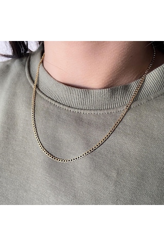 Ferizz Altın Kaplama 1 Mm Kalınlık İnce Figaro Unisex Zincir 45 Sarı