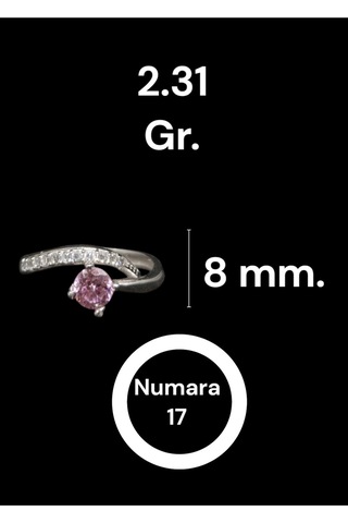 Zarif Pembe Tek Taşlı Kadın Gümüş Yüzük Şıklığı Ve Zarafeti Bir Arada" Gümüş