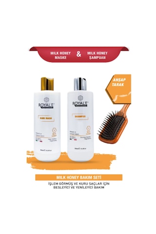 Royale Professional Milk Honey Saç Maskesi 500 ML + Şampuan 500 ML + Tarak