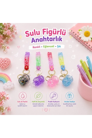Mika Kristal Anahtarlık Altın Kulplu