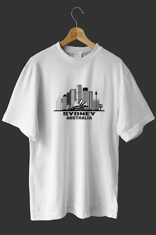 Noıssey -wed Sydney Australia Tasarım Baskılı Oversize T-shirt Tişört Beyaz