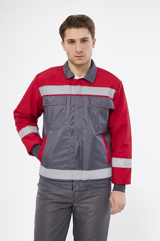 Mervem Kırmızı Robalı Gri Soğuk Hava Montu Su Ve Rüzgar Geçirmez