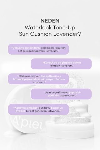 Missha Apieu Waterlock Tone Up Sun Cushion Lavender SPF50+Pa++++ 13 G