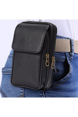 Bel Çantası El Çantası, İş Bel Çantası, Küçük Seyahat Çantası Telefon, Su Geçirmez Bel Çantası Kahverengi