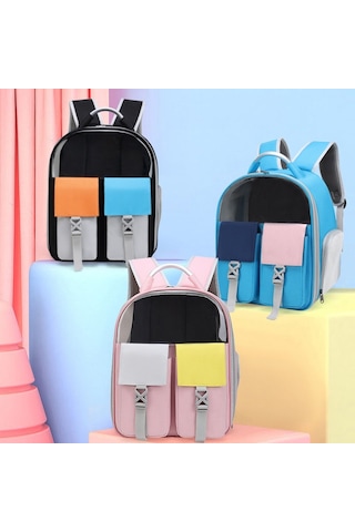 Evcil Hayvanlar Renkli Çift Omuz Çantası Kediler Ve Köpekler Kapsül Sırt Çantaları Taşıma Gezisi Model 6 Mavi