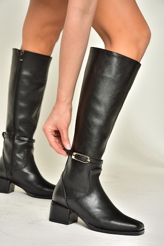 Fox Shoes T590142609 Siyah Kalın Topuklu Kadın Çizme Siyah