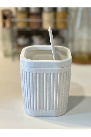 Marsel Dizayn Masaüstü Çöp Kutusu - 15cm - Açılır Kapanır - Mutfak-banyo-ofis İçin -mermer Beyaz Mermer