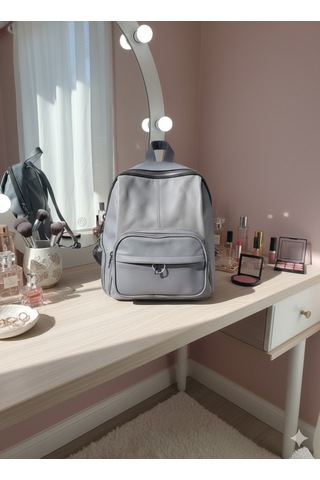 Newish Polo Donna Model Sırt Çantası-yıkama Suni Deri Gri