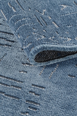 Modern Desenli Dekoratif Yıkanabilir Şönil Dokuma Saçaklı Kaymaz Taban Salon Mutfak Halı Kilim Lacivert