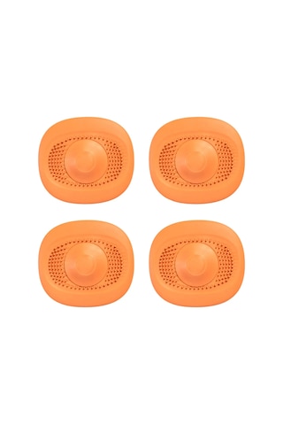Suofeng 4 Adet Silikon Tüp Kapağı - Duş Banyo Lavabo Tüp Filtresi - Saç Geri Kalıntı Engelleyici - Koku Engelleme - Turuncu Portakal