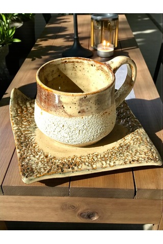 2'li Terra El Yapımı Stoneware Fincan Bej