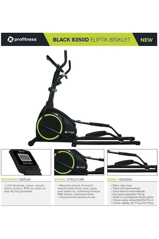 Profitness 8350d Black Eliptik Bisiklet Çok Renkli