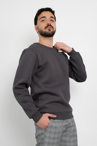 Dasüniforma Basic Baskısız 3 İplik Unisex Cepsiz Düz Sweatshirt Yuvarlak Yaka Sweat Antrasit