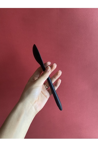 Sert Uçlu Isıya Dayanıklı Silikon Kısa Kaşık 20 Cm / 2 Adet Siyah