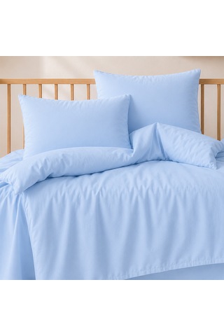 Lief Home %100 Pamuklu Sertifikalı Bebek Nevresim Takımı 100x150 63 Tel Dokuma Kutulu Gönderim Açık Mavi