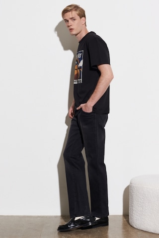 Wrangler Texas Straight Fit Normal Bel Denim Esnek Jean Kot Pantolon Siyah