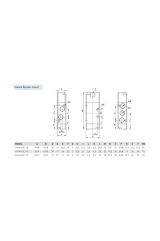 Pemaks Pv1h Serisi 5/3-1/8 Hava - Hava Kapalı Merkez Solenoid Valf