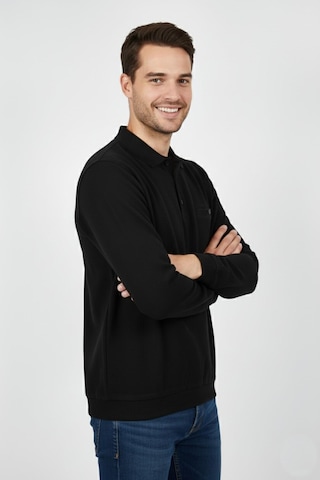 Dynamo Erkek Polo Yaka Cepli Selanik Sweatshirt Regular Kalıp Bgl-st04923 Siyah