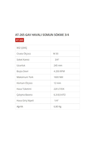 Gav At-265 Gav Havalı Somun Sökme 3/4