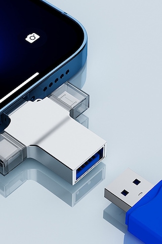Thentech Metal Kasa 4in1 Type C Lightning Micro Usb Kart Okuyucu Dönüştürücü Yüksek Hızlı Dosya Aktarım