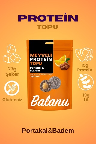 Meyveli Portakallı & Bademli Protein Topları 110gr X3 Adet