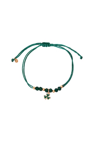 Gümüş Yonca Motifli Taşlı Makrome Bileklik - B069901