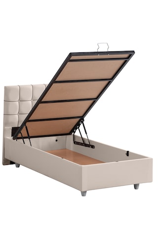 Tavira Tek Kişilik Baza Başlık Letto Yatak Seti - Krem 90 x 190