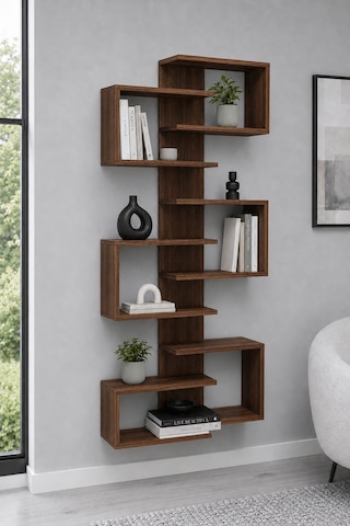 Arnetti Lotus Kitaplık Ve Duvar Rafı Ceviz