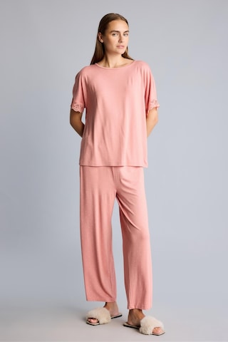 Defacto Regular Fit Kısa Kollu Dantel Detaylı Üst Geniş Paça Alt 2li Pijama Takımı I5544ax26aubr478 Bordo-br478