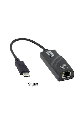 Type-C Ethernet Kablo Dönüştürücü Sadece Windows V Android Uyumlu-Siyah