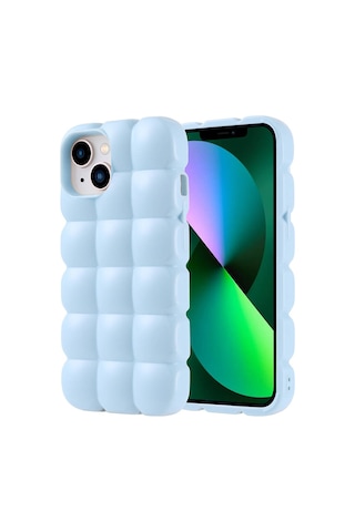 Zore Apple Uyumlu iPhone 13 Kılıf Parlak Esnek Silikon Dom Dom Kapak - Mavi Mavi