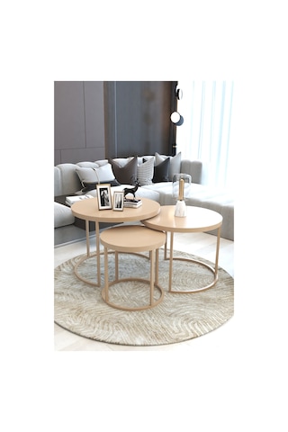 Faymend Giant Lüks 3'lü Orta Sehpa Modern Cappuccino Cappuccino