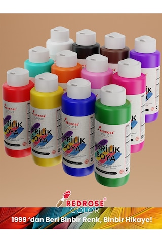 Red Rose Tüm Renkler Akrilik Boya 12'lı Set 12 x 120 ML