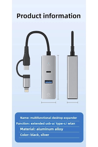 3 Portlu Ağ Ve Veri Adaptörü: Rj45 Lan + Usb 3.0 + Type-c Girişli Metal Kasa