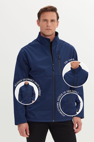 AC&Co / Altınyıldız Classics Erkek Lacı Sıcak Tutan Comfort Fit Rahat Kesim Dik Yaka Mont Lacı Lacivert