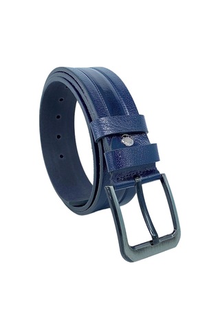 4.5 Cm Spor %100 Hakiki Manda Derisi Lüks Kemer Lacivert Desenli Lacivert