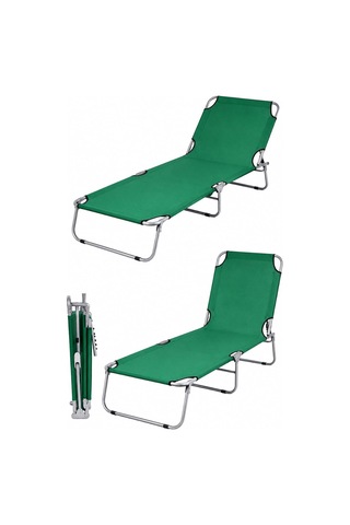 Bysay Katlanır Şezlong, Metal İskelet, Kumaş, 55x188x27 Cm, Plaj Deniz Kamp Bahçe İçin, Yeşil Çok Renkli