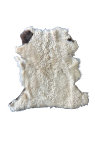 Gerçek Uzun Tüylü Koyun Postu Pudra 70x50 Cm