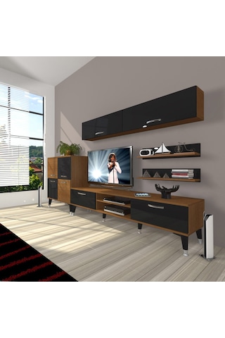 Decoraktiv Eko 6y Mdf Dvd Silver Tv Ünitesi Tv Sehpası Ceviz - Siyah