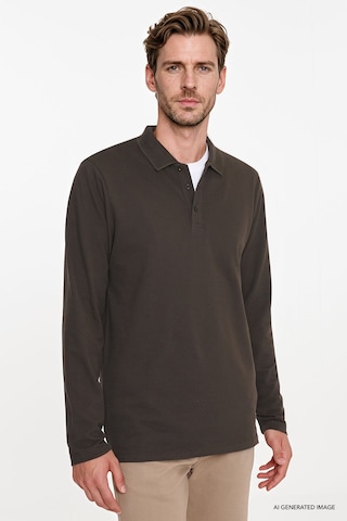 Ac&Co / Altınyıldız Classics Erkek Kahverengı %100 Pamuk Standart Fit Normal Kesim Polo Yaka Sweatshirt Kahverengi