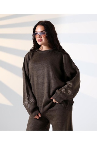 Marakeş Esintisi Alt-üst Triko Takım Kahverengi