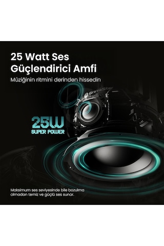 Gravastar Süpernova 25w Bluetooth Hoparlör, Taşınabilir Stereo Ses Bombası, Rgb Işıklı, 2 Adet, Siya