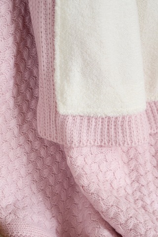 Toffy Toz Pembe Düz Örgü Bebek Battaniyesi 100x100 Pembe