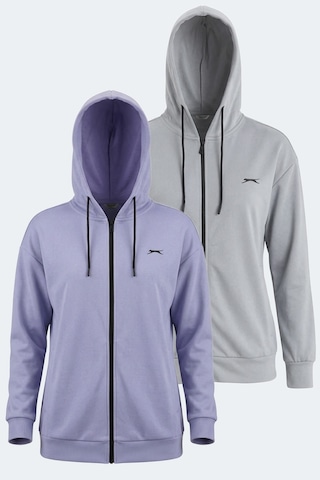 Slazenger Kathleena 2 Li Set Kadın Sweatshırt Gri - Mor