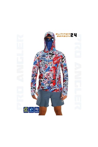Fujin Pro Angler S24 Buff & Hoodie Makai Blue Red Kırmızı